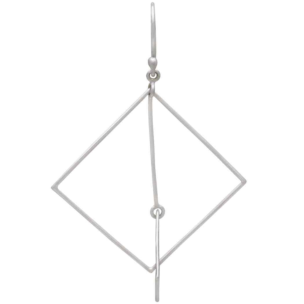 Sterling Silver Floating Square and Bar Earrings - Poppies Beads n' More