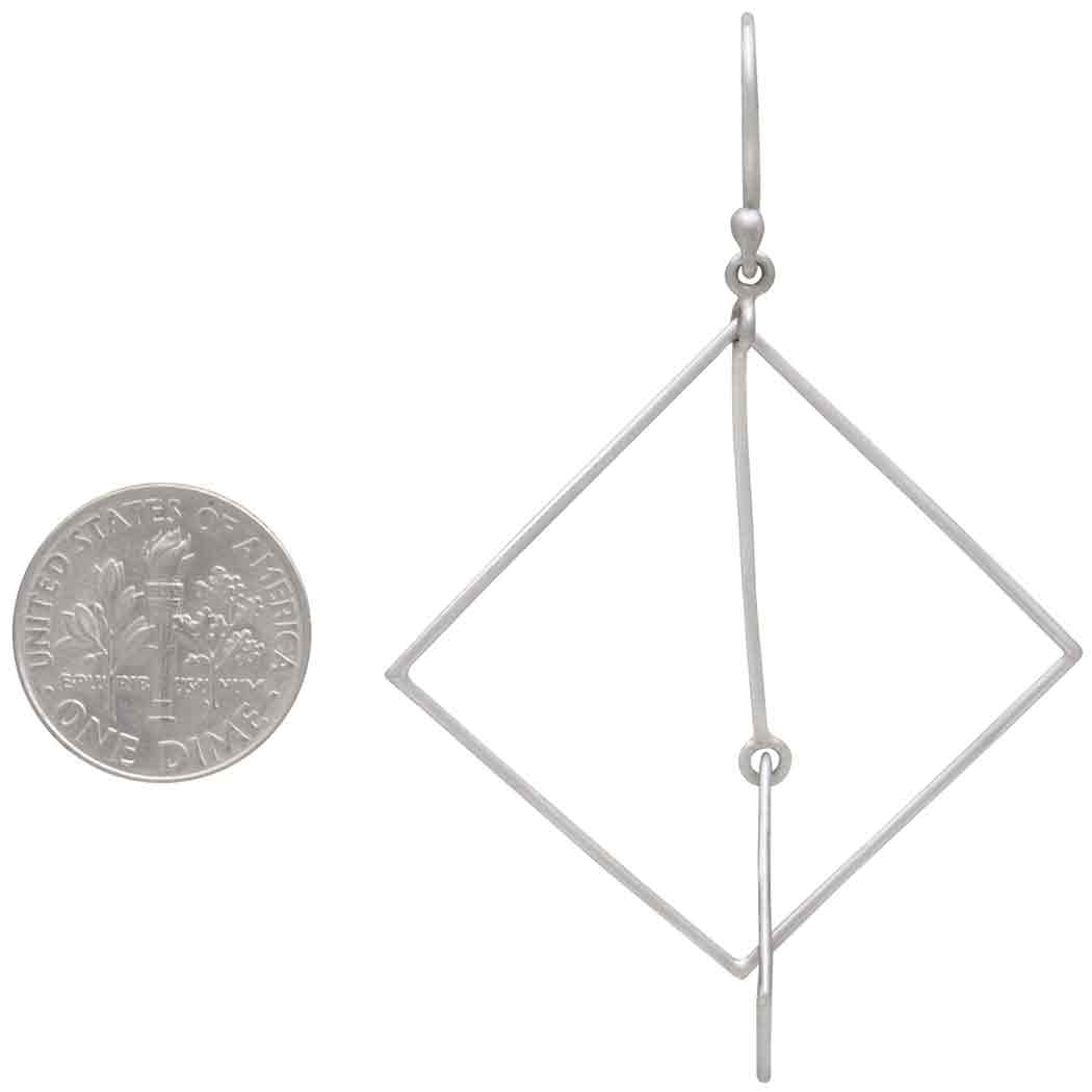 Sterling Silver Floating Square and Bar Earrings - Poppies Beads n' More