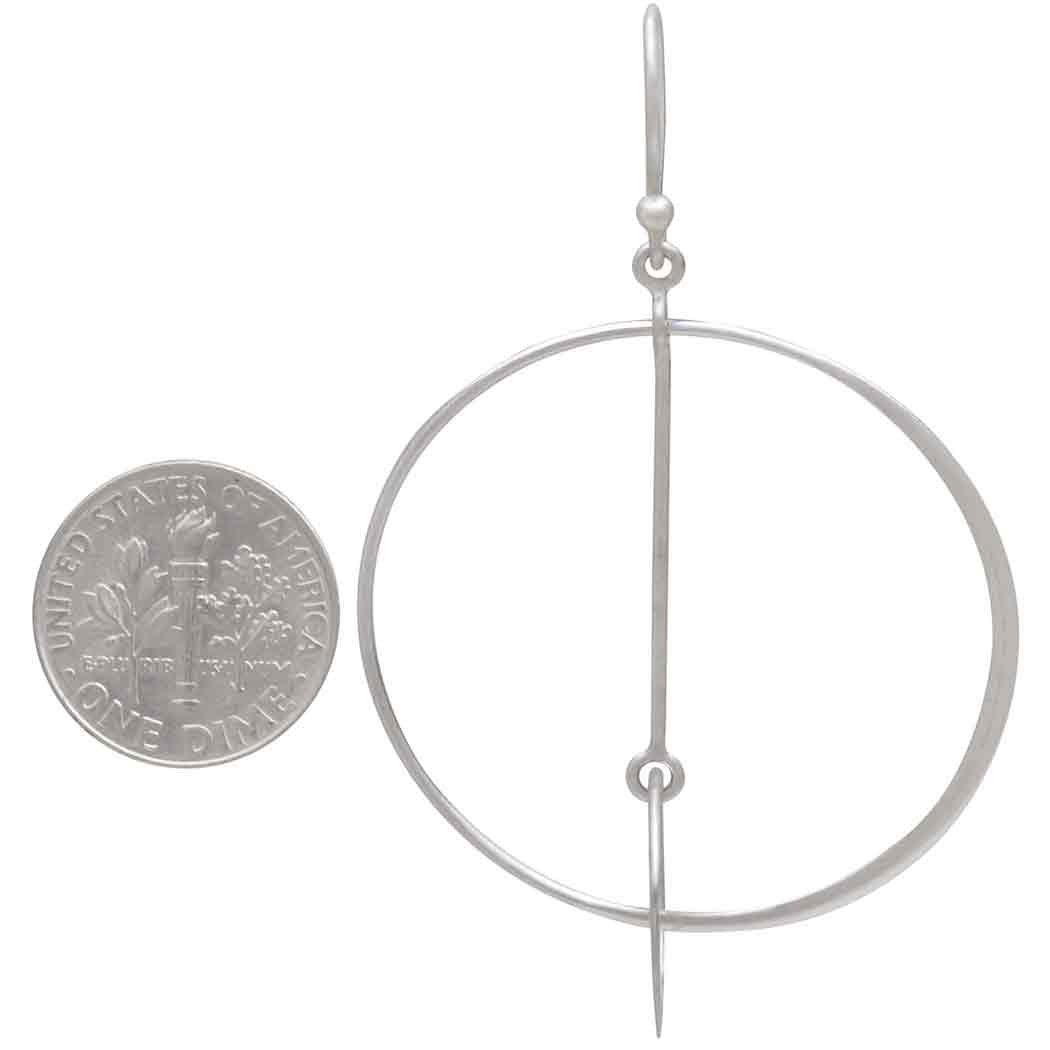 Sterling Silver Floating Circle and Bar Earrings - Poppies Beads n' More