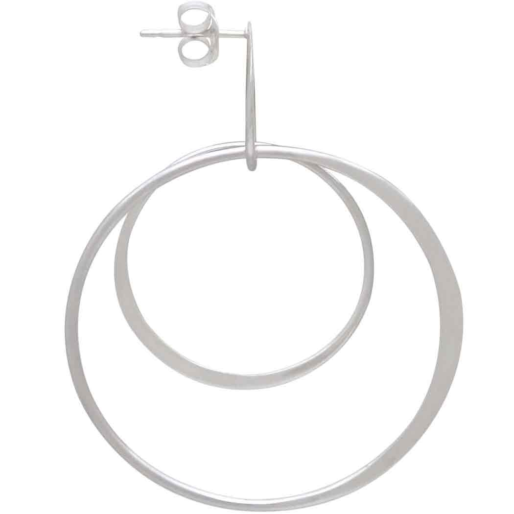 Sterling Silver Circle Post Earrings with Two Hoops