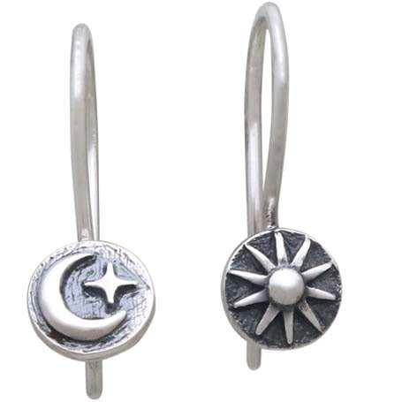 Sterling Silver Sun and Moon Ear Wires - Poppies Beads n' More