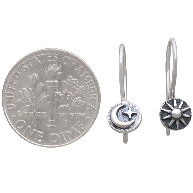 Sterling Silver Sun and Moon Ear Wires - Poppies Beads n' More