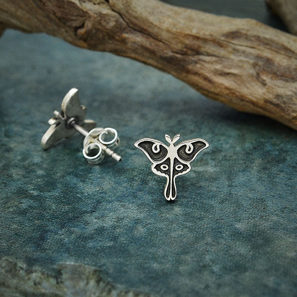 Sterling Silver Luna Moth Post Earrings - Poppies Beads n' More