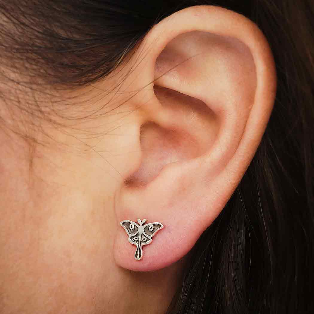 Sterling Silver Luna Moth Post Earrings - Poppies Beads n' More