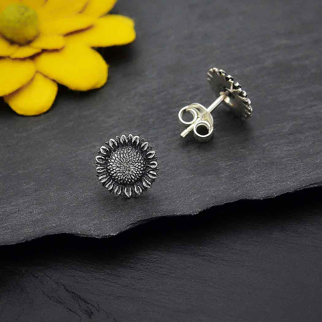 Sterling Silver Sunflower Post Earrings - Poppies Beads n' More