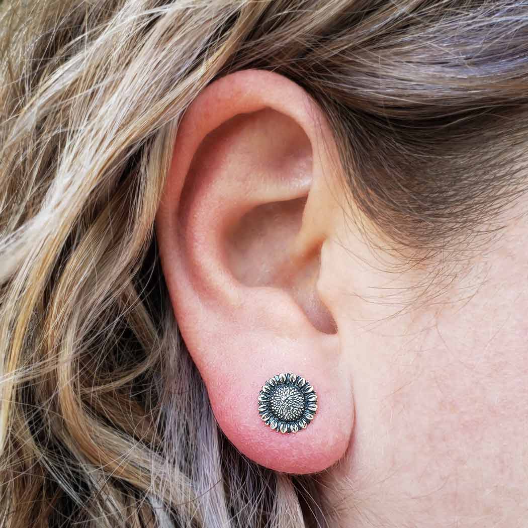 Sterling Silver Sunflower Post Earrings - Poppies Beads n' More