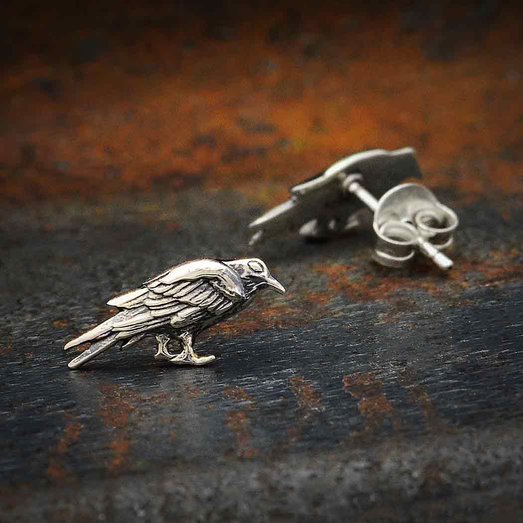 Sterling Silver Raven Post Earrings - Poppies Beads n' More