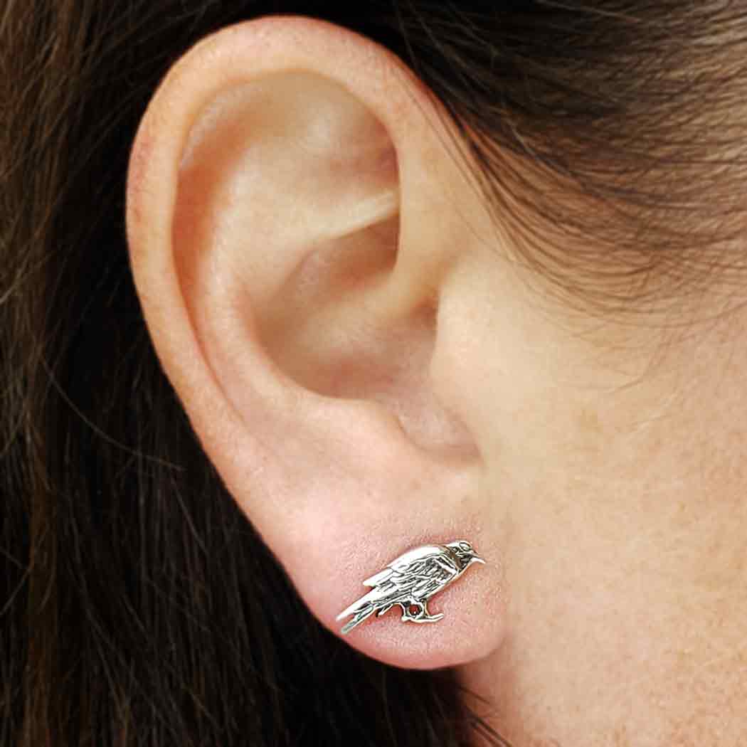 Sterling Silver Raven Post Earrings - Poppies Beads n' More