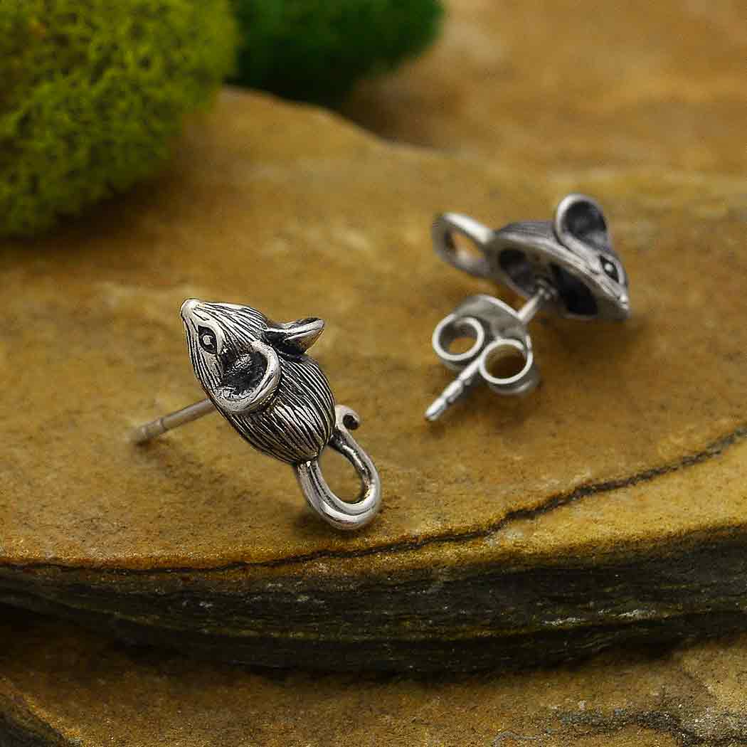 Sterling Silver Mouse Post Earrings - Poppies Beads n' More