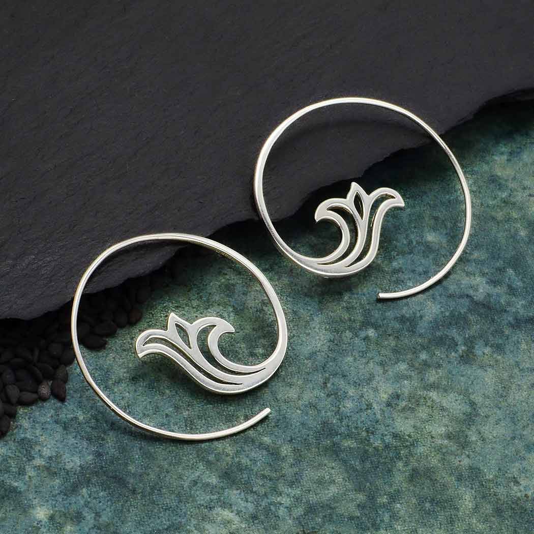 Sterling Silver Scroll Work Hoop Earrings - Poppies Beads n' More