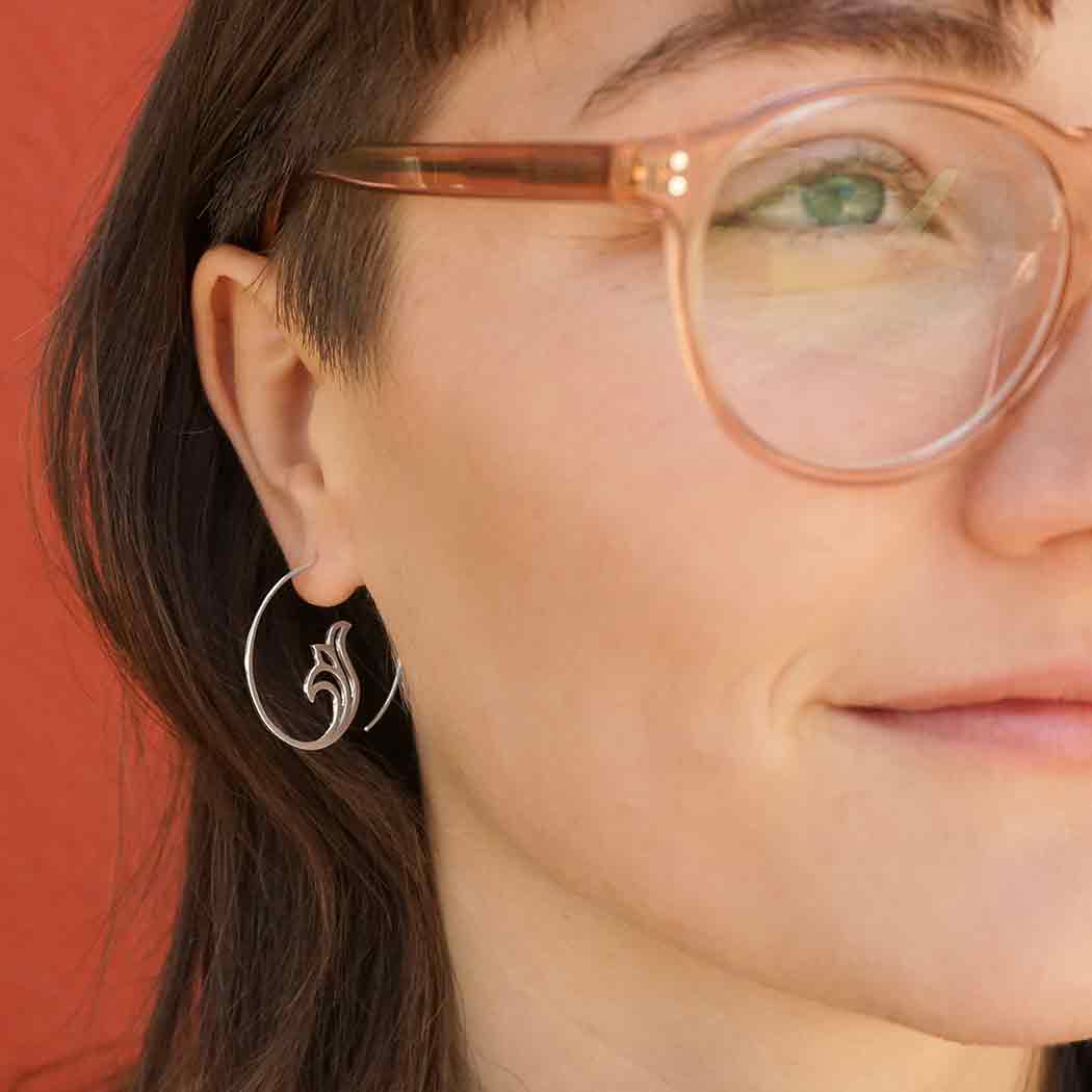 Sterling Silver Scroll Work Hoop Earrings - Poppies Beads n' More