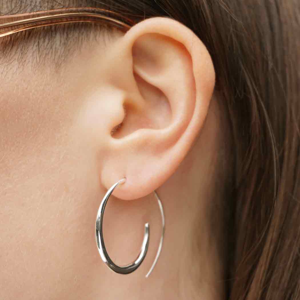 Sterling Silver Large Tapered Hoop Earrings - Poppies Beads n' More