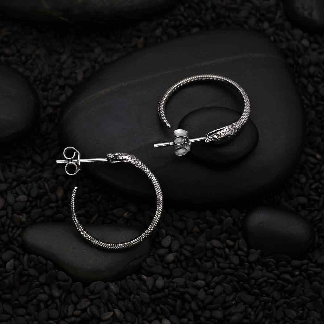 Sterling Silver Ouroboros Hoop Earrings - Poppies Beads n' More