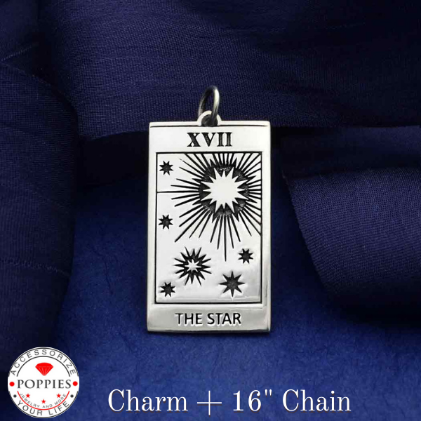 Sterling Silver Star Tarot Card Charm - Poppies Beads n' More