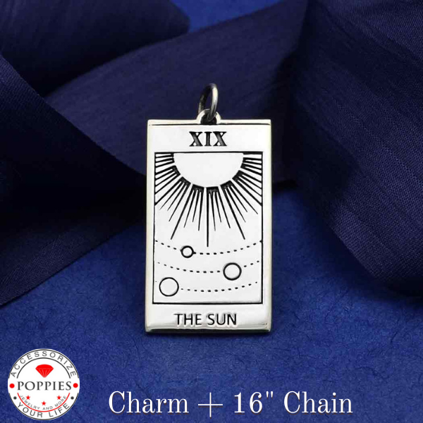 Sterling Silver Sun Tarot Card Charm - Poppies Beads n' More