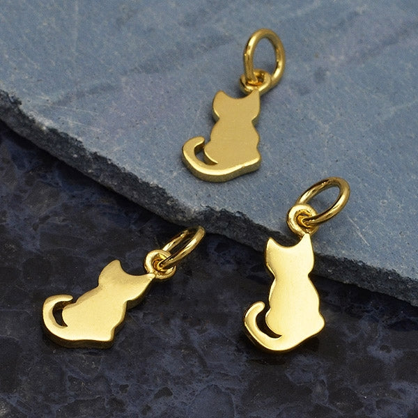 Tiny Sitting Cat Charm, - Poppies Beads n' More
