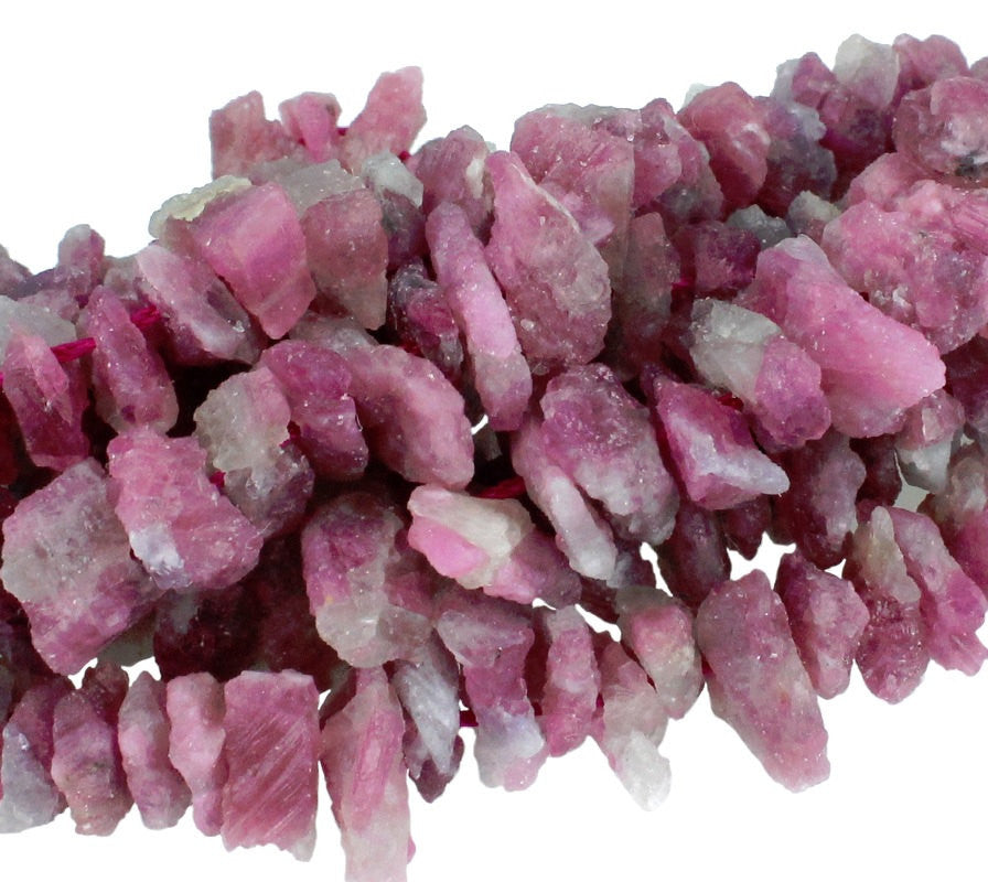 Tourmaline Pink and Grey Rough Chips - Poppies Beads n' More
