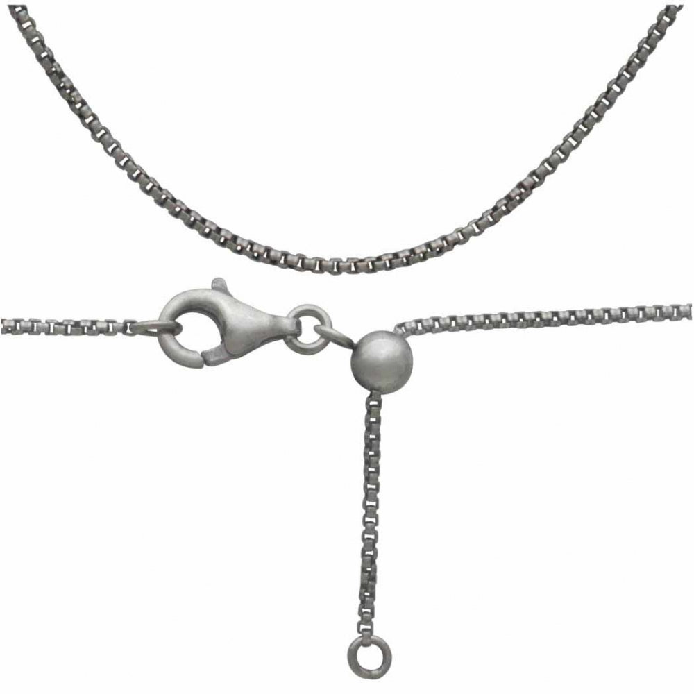 Sterling Silver Box Chain with Slidebead - Adjusts to 22 in. - Poppies Beads n' More