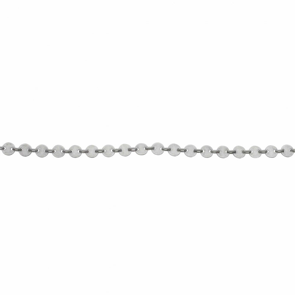 Sterling Silver Chain by the Foot - Round Circle Disk Links - Poppies Beads n' More