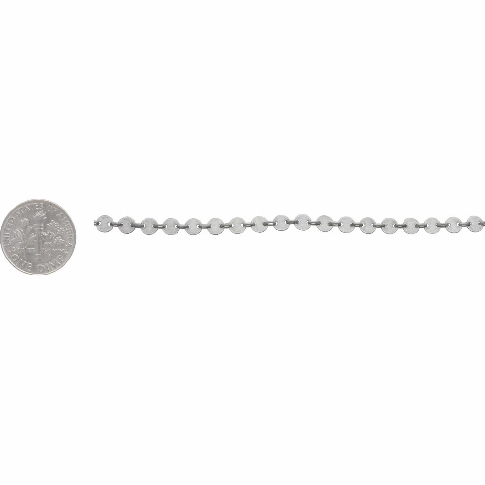 Sterling Silver Chain by the Foot - Round Circle Disk Links - Poppies Beads n' More