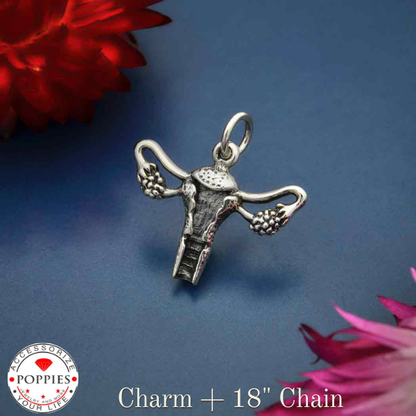 Sterling Silver Uterus Charm - Poppies Beads n' More