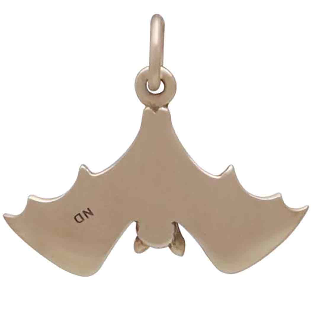 Bronze Realistic Hanging Bat Charm - Poppies Beads n' More