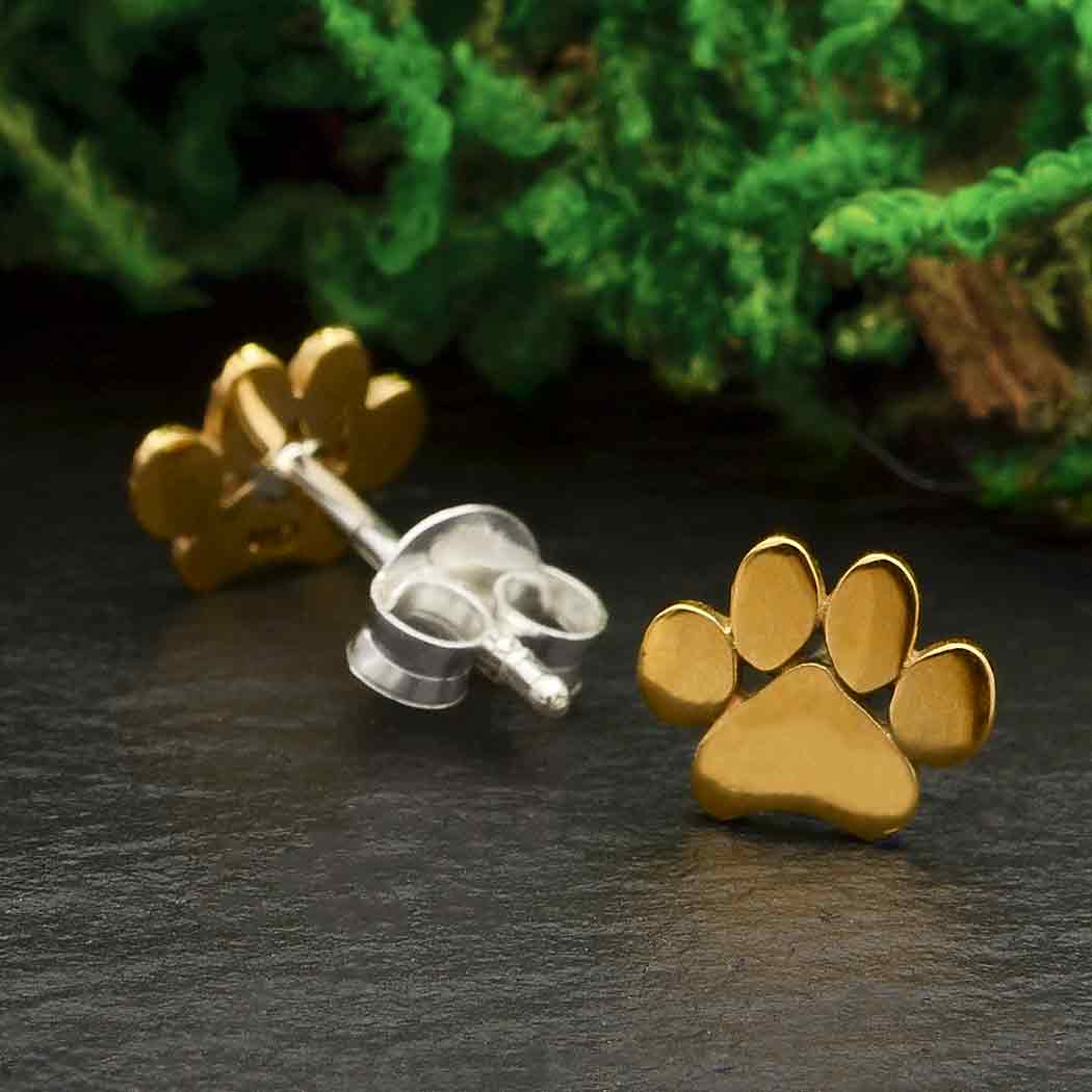 Paw Print Post Earrings - Poppies Beads n' More