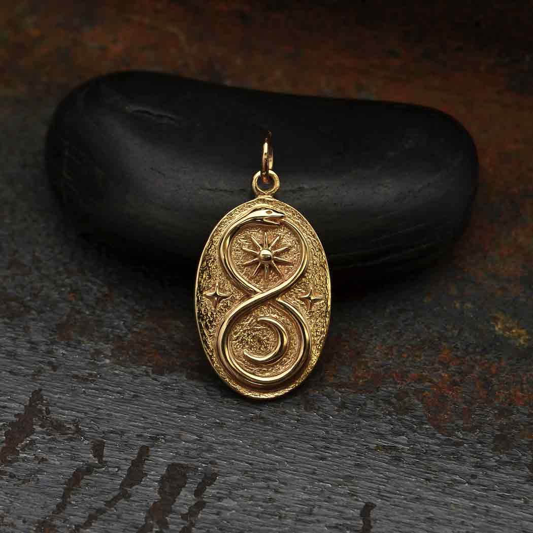 Infinity Snake Pendant with Sun and Moon - Poppies Beads n' More