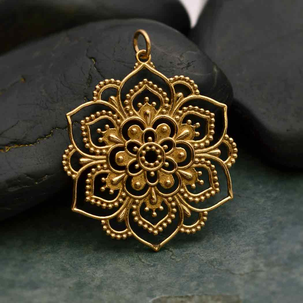 Openwork Lotus Mandala Pendant - Poppies Beads n' More