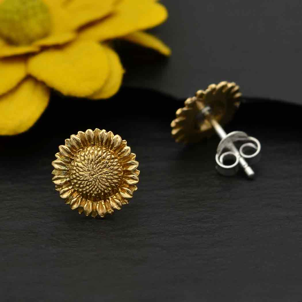 Sterling Silver Sunflower Post Earrings