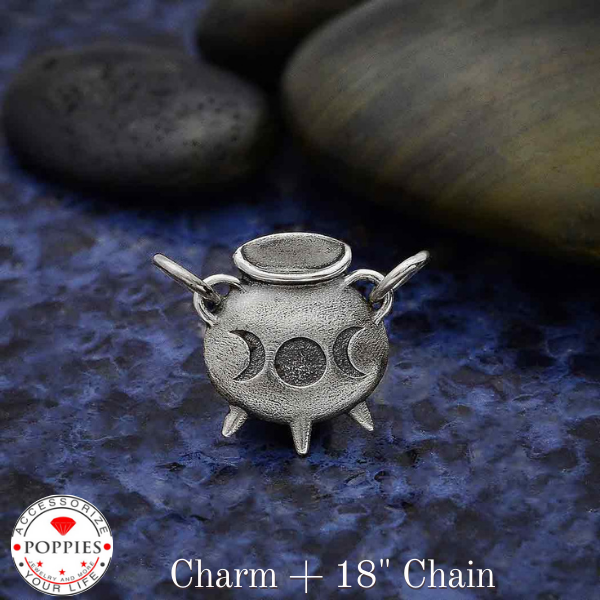 Sterling Silver Witch Cauldron Charm Link - Poppies Beads n' More