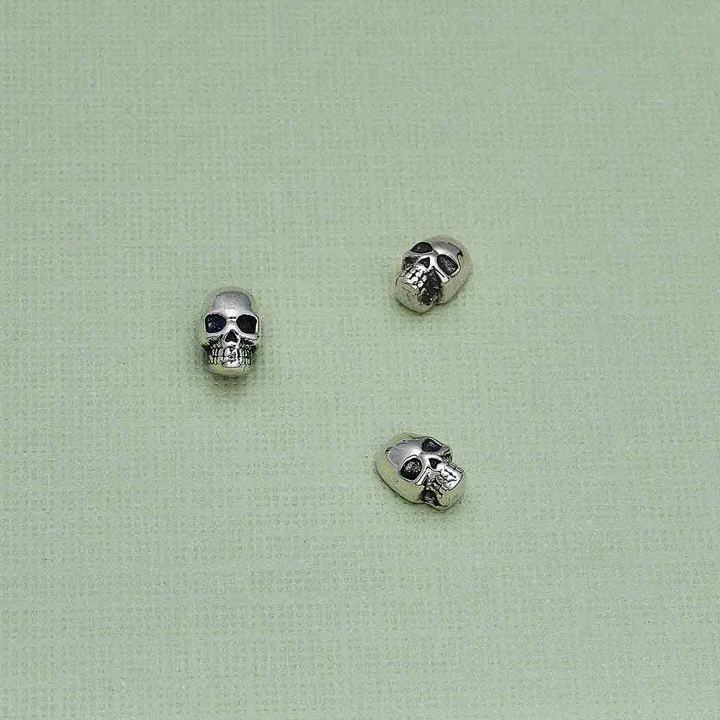 Sterling Silver Skull Solderable Charm - Poppies Beads n' More