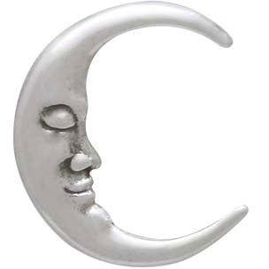 Sterling Silver Moon with Face Solderable Charm - Poppies Beads n' More