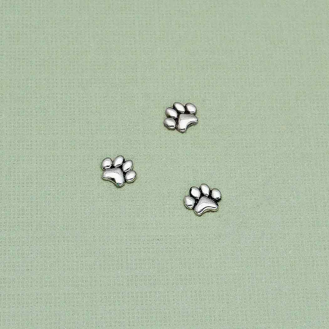 Sterling Silver Puffy Paw Print Solderable Charm - Poppies Beads n' More