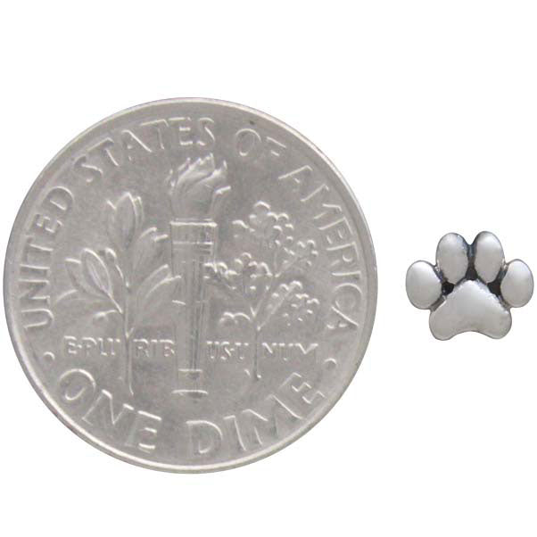 Sterling Silver Puffy Paw Print Solderable Charm - Poppies Beads n' More