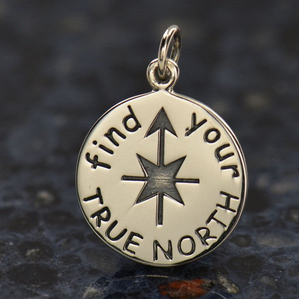 Sterling Silver Find Your True North Charm - Poppies Beads n' More