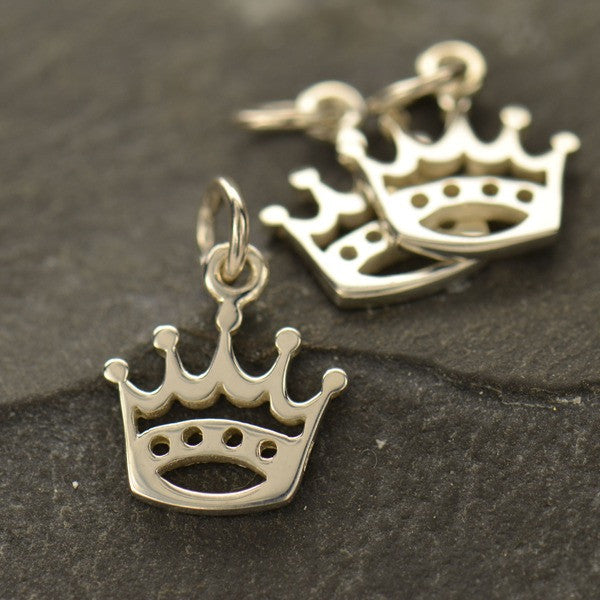 Sterling Silver Crown Charm - Poppies Beads n' More