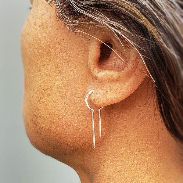 Sterling Silver Bulb Earring with Vertical Bars - Poppies Beads n' More