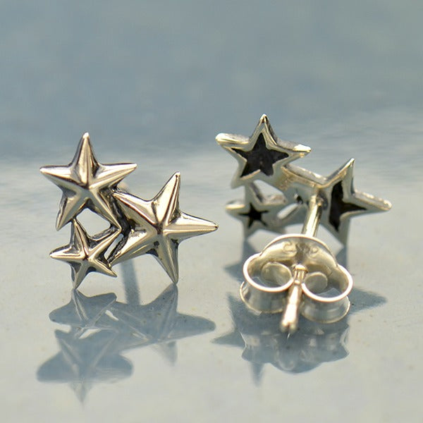 Sterling Silver Star Cluster Post Earrings - Poppies Beads n' More
