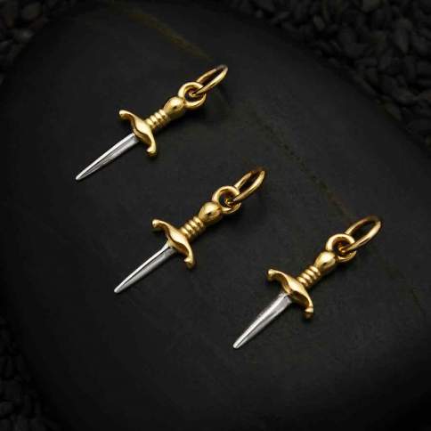 Mixed Metal Mini Dagger Charm - Poppies Beads n' More