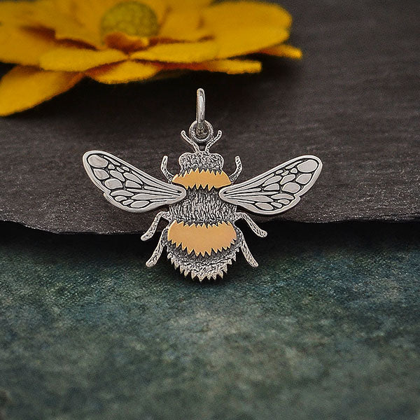 Mixed Metal Bumble Bee Pendant - Poppies Beads n' More