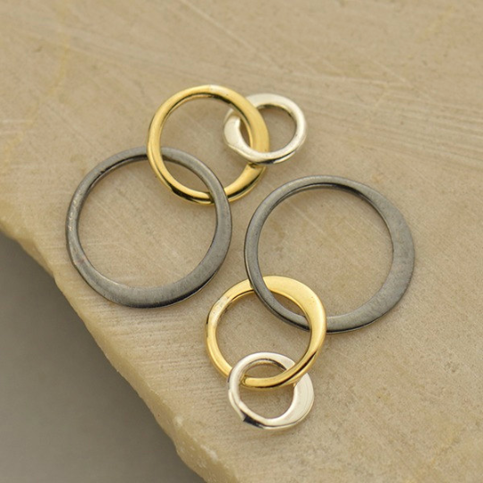 Small Mixed Metal Three Circle Link - Poppies Beads n' More