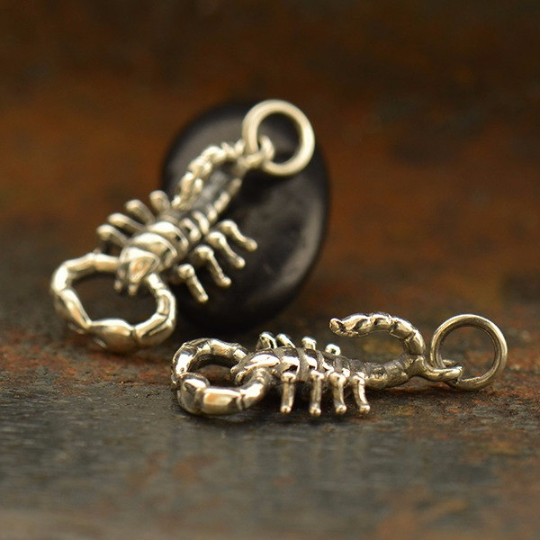 Sterling Silver Realistic Scorpion Charm - Poppies Beads n' More