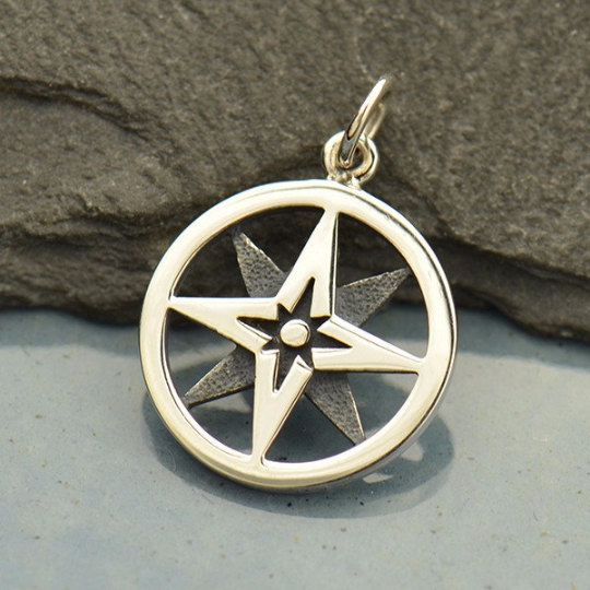 North Star Compass Charm - Poppies Beads n' More