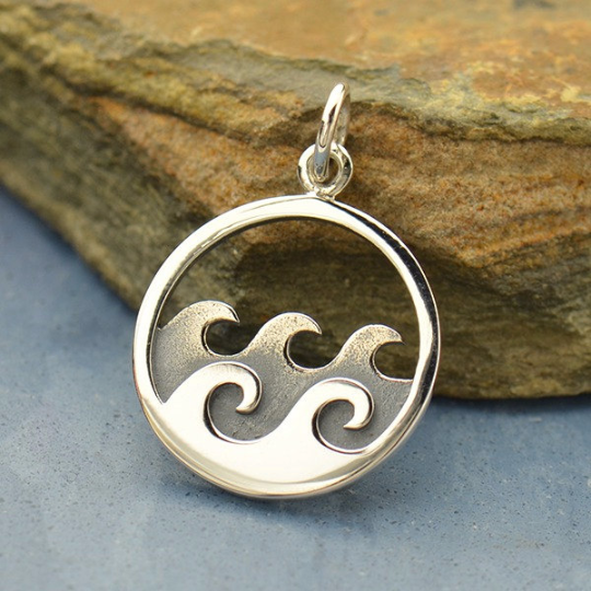 Sterling Silver Ocean Waves Pendant - Poppies Beads n' More