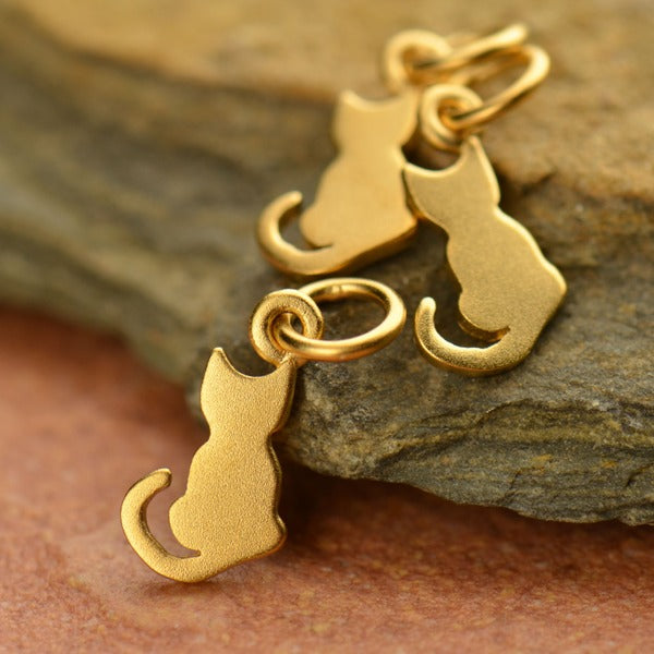 Tiny Sitting Cat Charm, - Poppies Beads n' More
