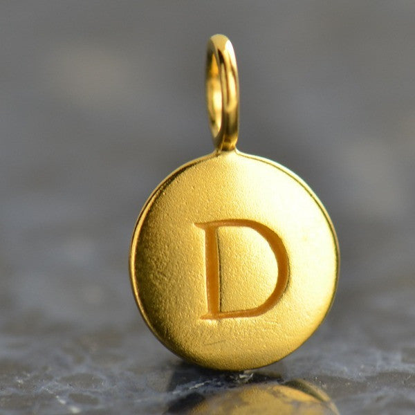 24K Gold Plated Letter Disk Charm - Poppies Beads n' More