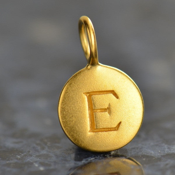 24K Gold Plated Letter Disk Charm - Poppies Beads n' More