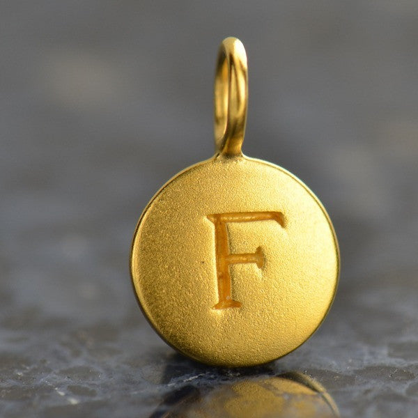 24K Gold Plated Letter Disk Charm - Poppies Beads n' More