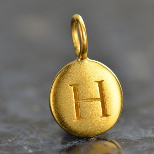 24K Gold Plated Letter Disk Charm - Poppies Beads n' More